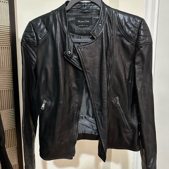 Massimo Dutti Black Leather moto Jacket - Picture 1 of 5